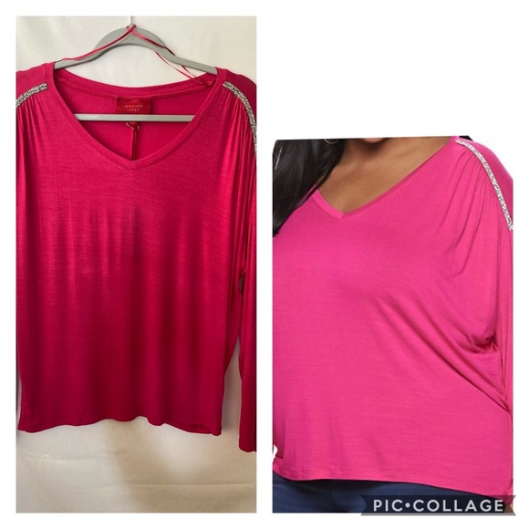 Jennifer Lopez Pink Long Sleeves Top Small/Medium BNWT - Picture 9 of 9